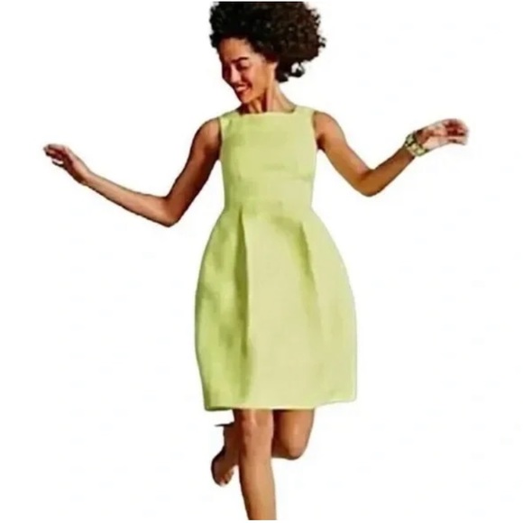 Mixt by Heidi Weisel Women’s Yellow Green Textured Fit & Flare Midi Dress Size 4 - Picture 1 of 9